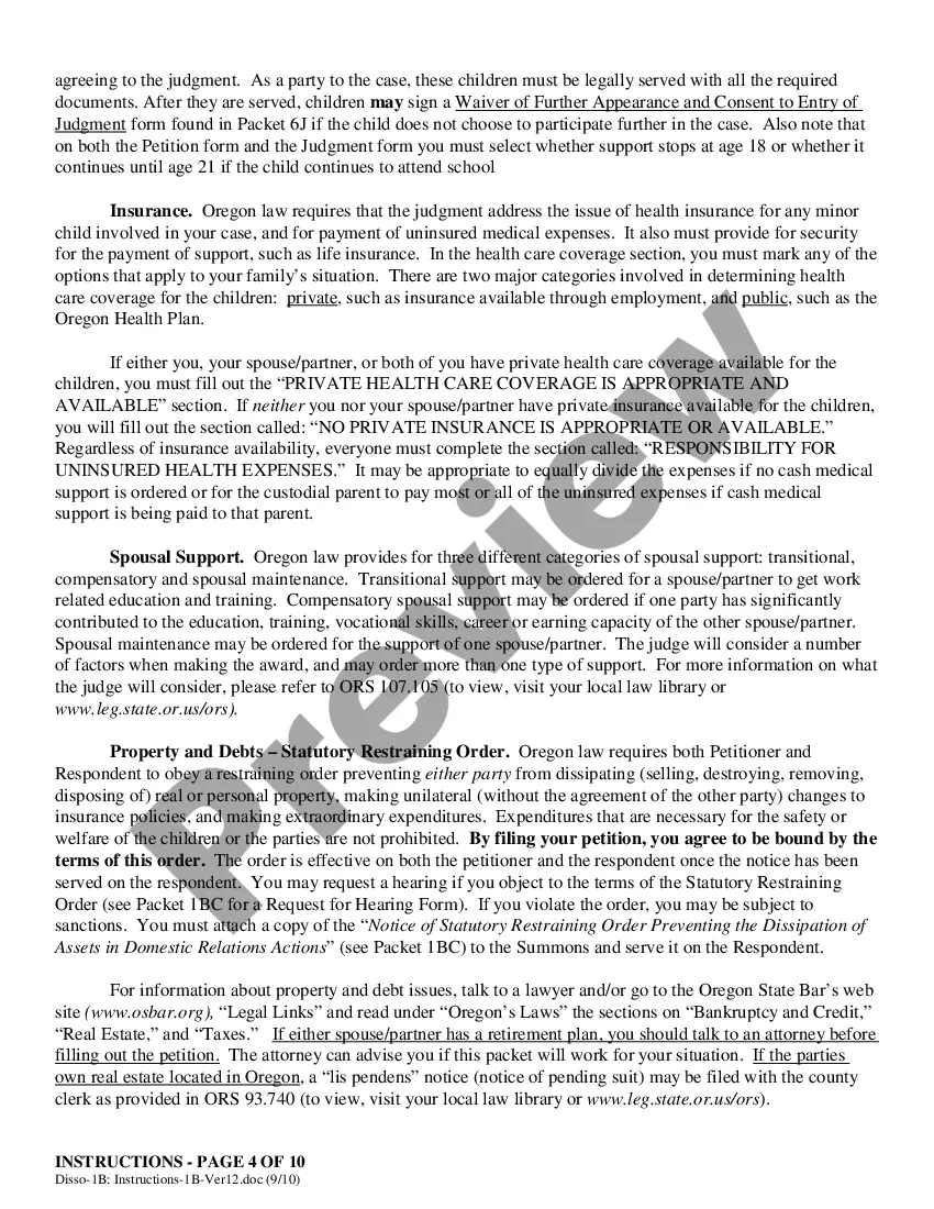 Preview Instructions - Filing for Dissolution (Divorce) Co-Petitioners With Children