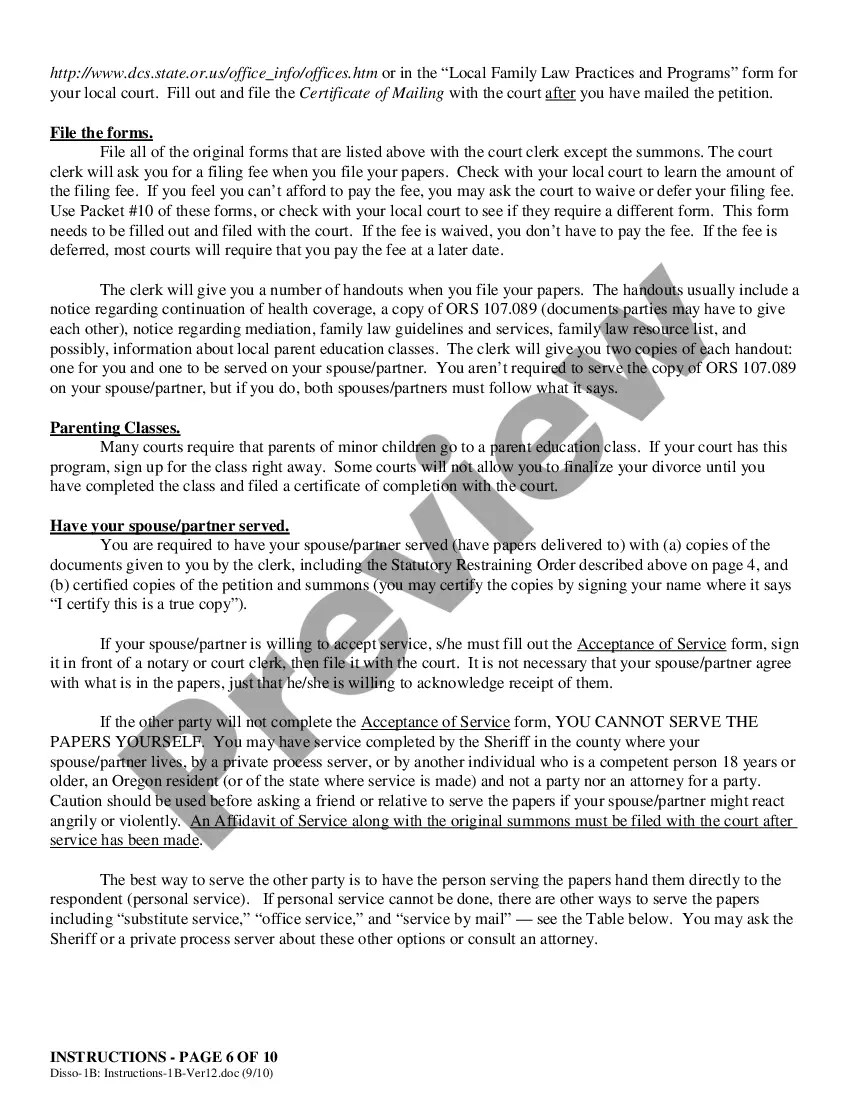 Preview Instructions - Filing for Dissolution (Divorce) Co-Petitioners With Children