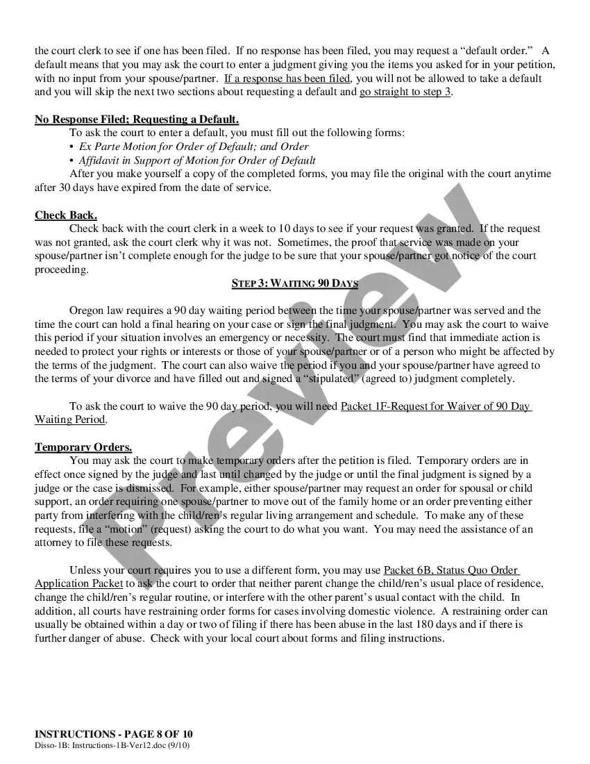 Preview Instructions - Filing for Dissolution (Divorce) Co-Petitioners With Children