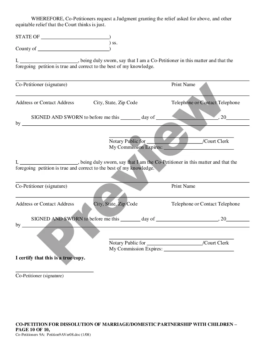 Preview Co-Petition for Dissolution of Marriage
