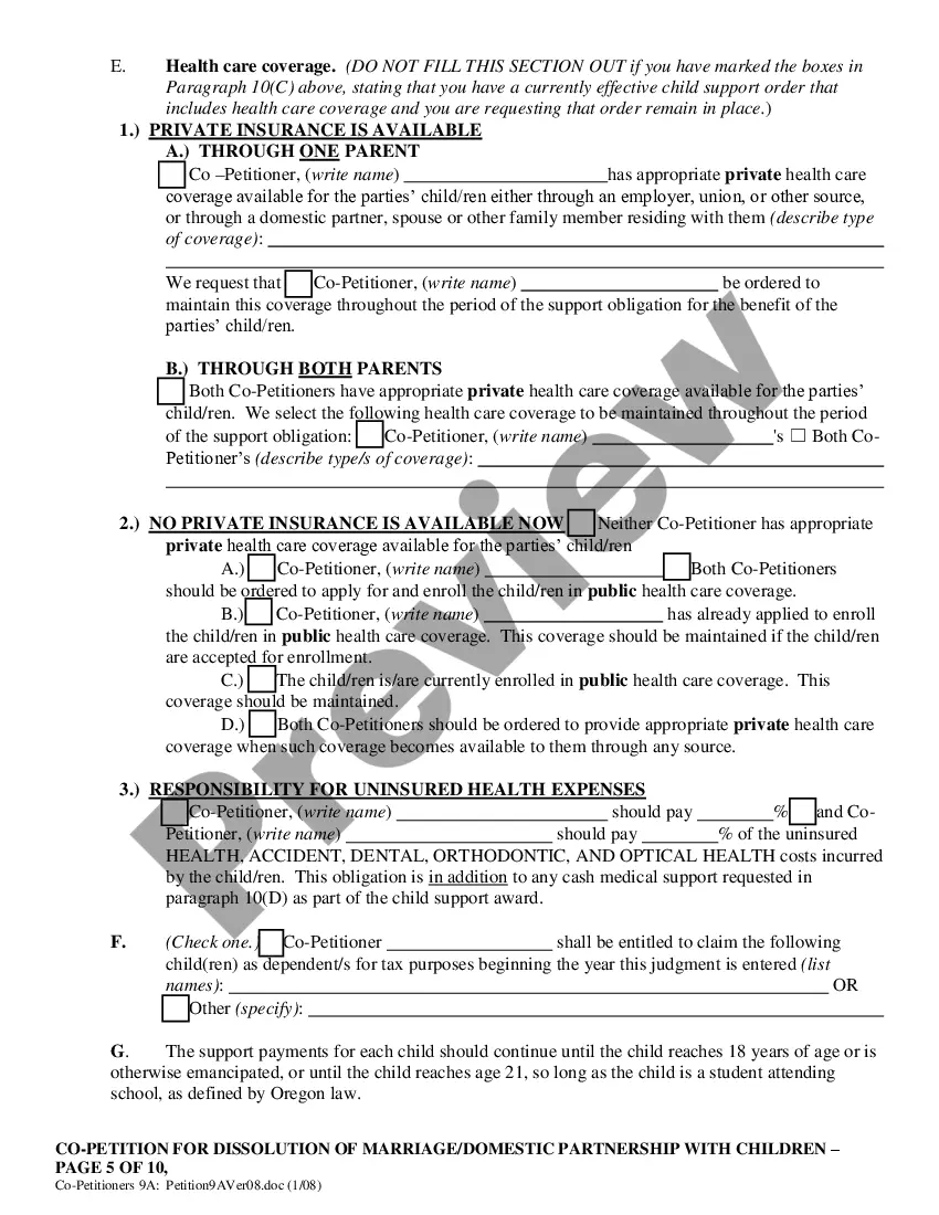 Preview Co-Petition for Dissolution of Marriage