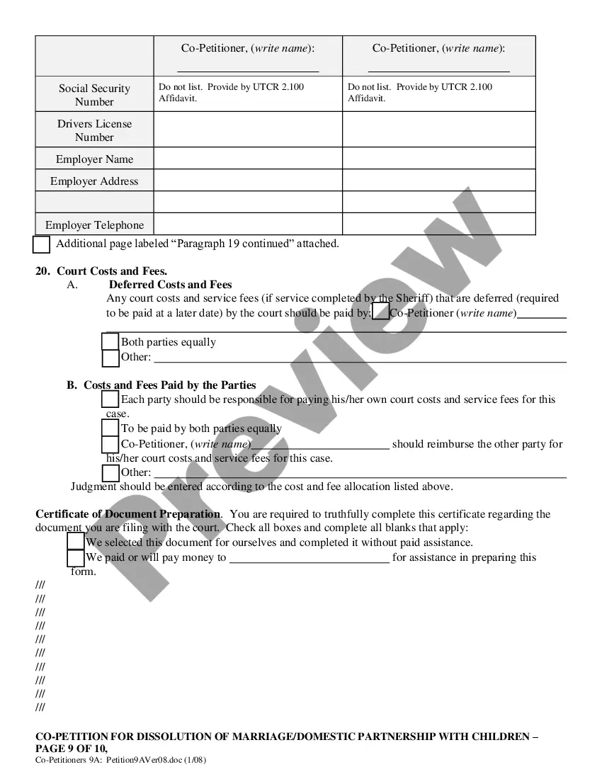 Preview Co-Petition for Dissolution of Marriage