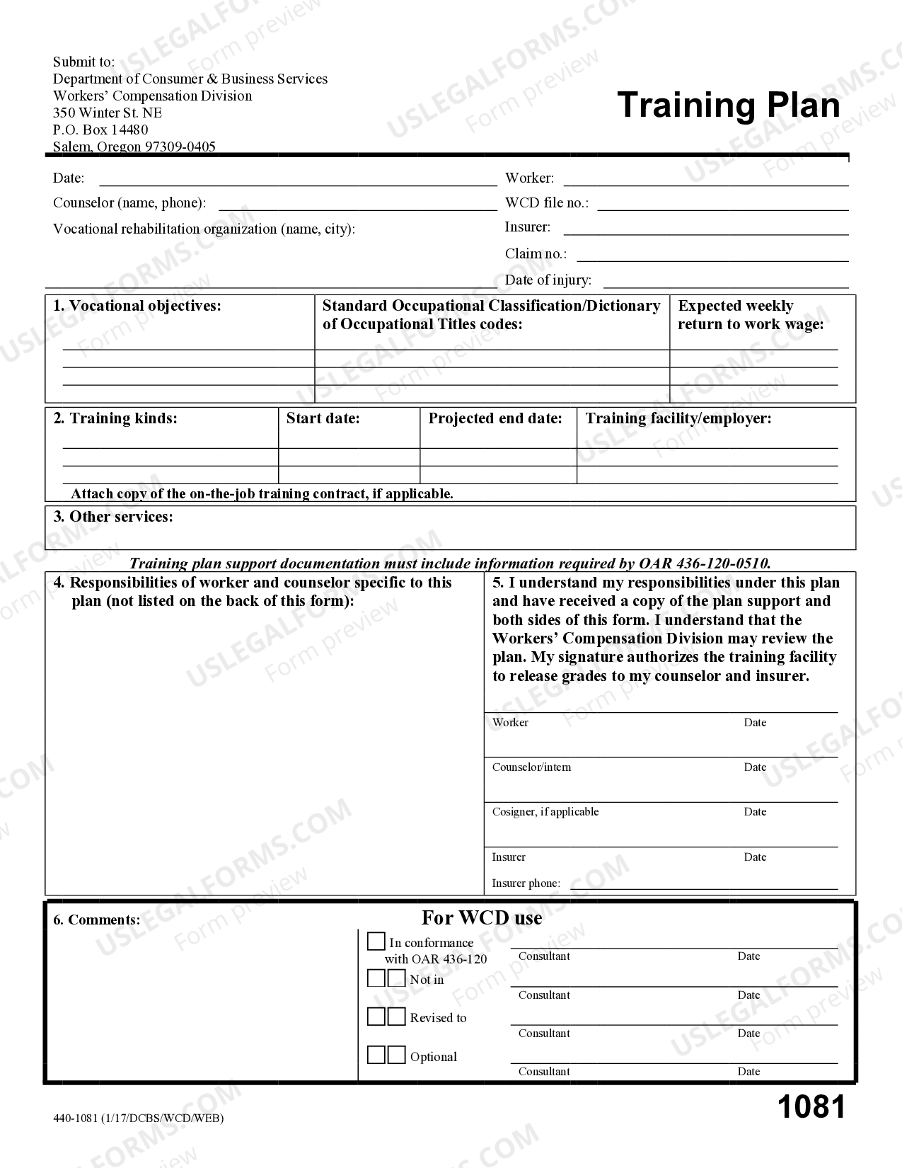 Oregon Return To Work Plan Training US Legal Forms