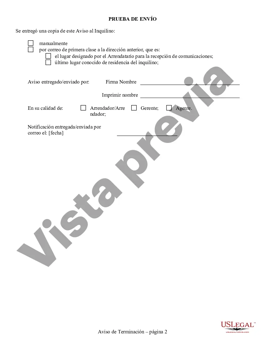 Preview Aviso de 30 días para subsanar el incumplimiento o la rescisión del contrato de arrendamiento - Aparte de la falta de pago del alquiler -