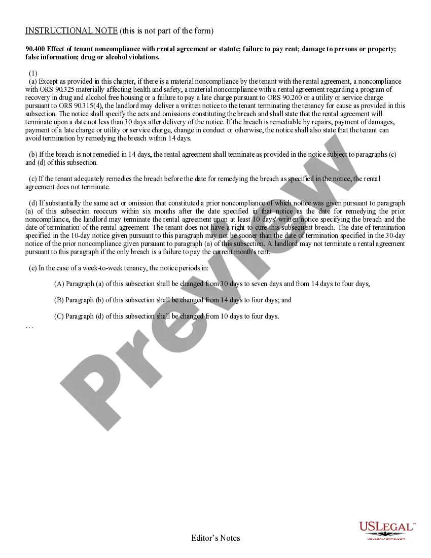 Preview 30 Day Notice to Remedy Breach or Lease Terminates - Other than Nonpayment of Rent -