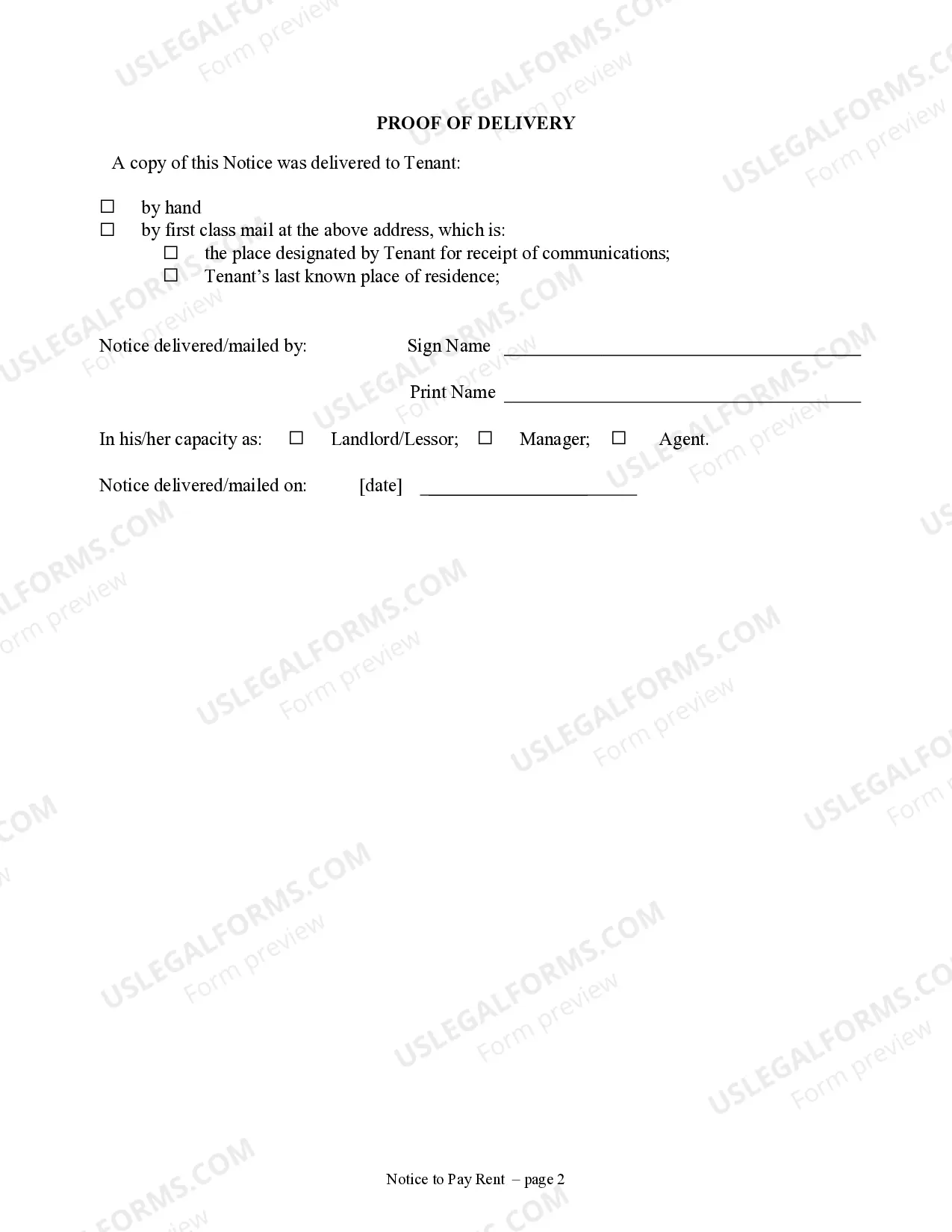 Preview 72 Hour Notice to Pay Rent or Lease Terminates - Week-to-Week Lease - Residential