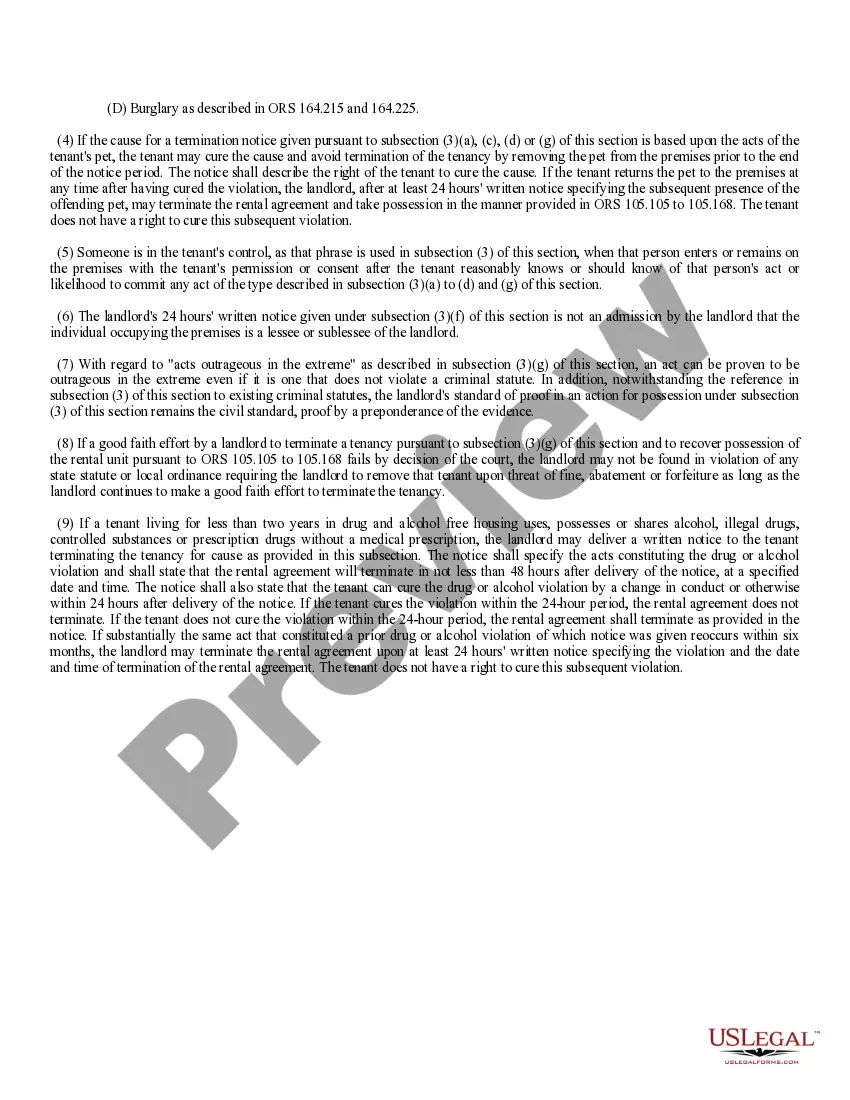 Preview 24 Hour Notice of Immediate Termination - Residential -