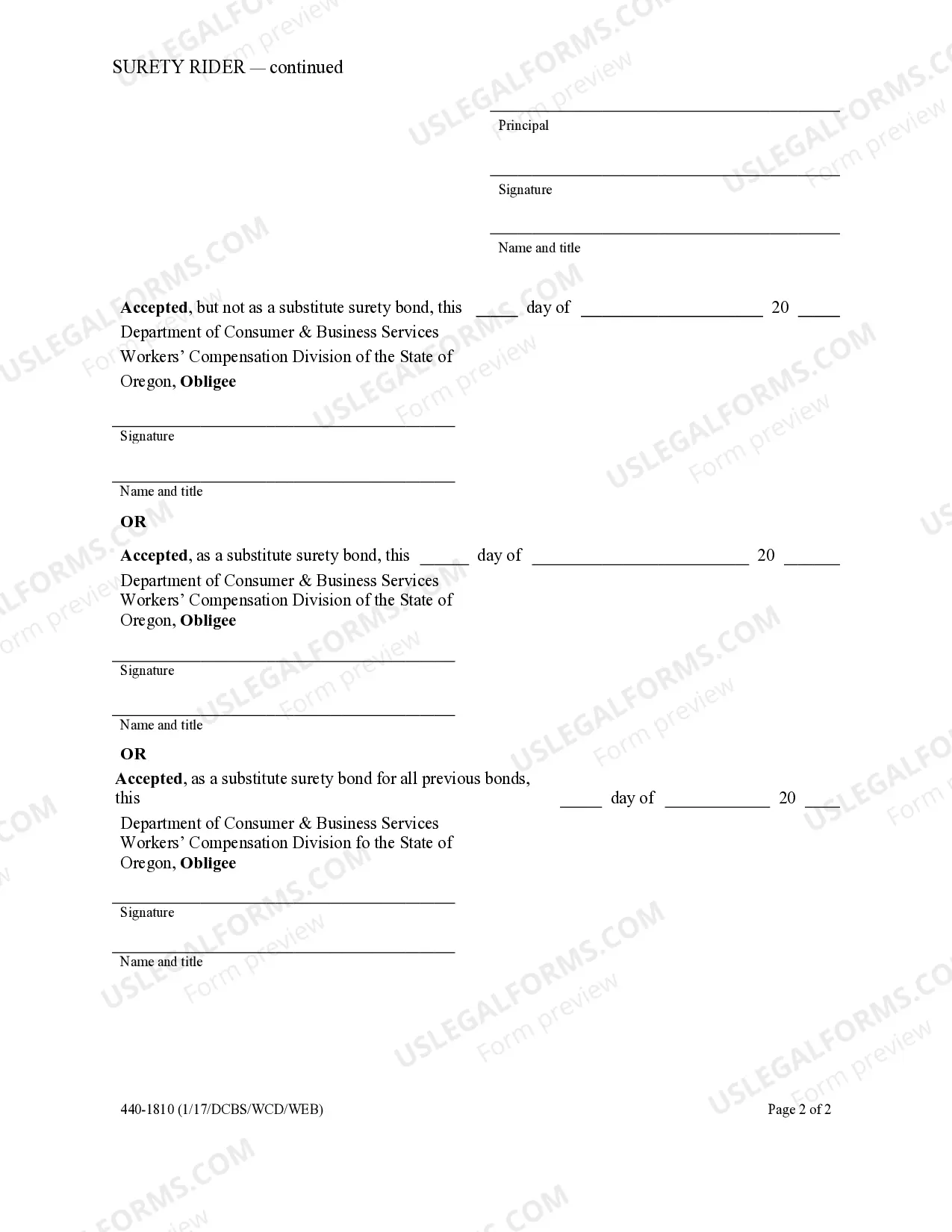 Preview Workers Compensation Surety Rider