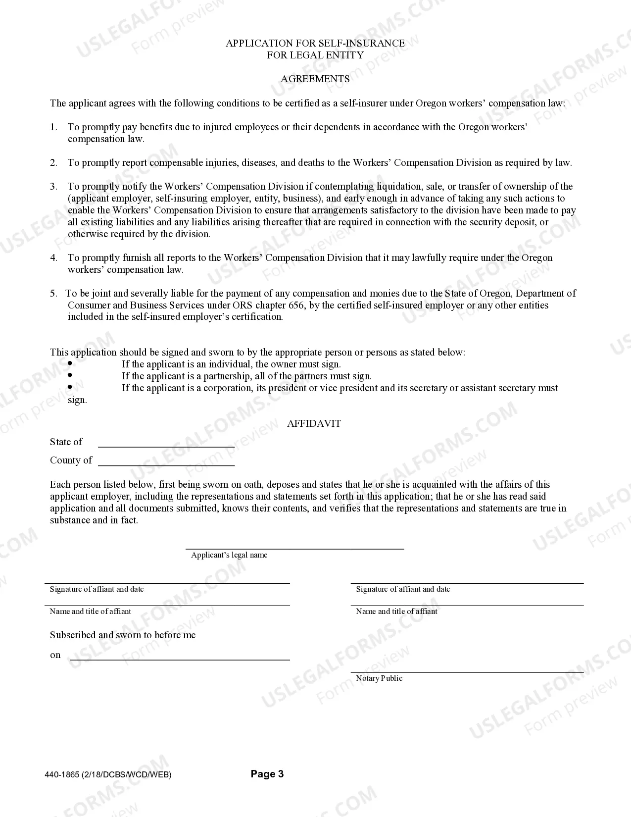 Preview Endorsement to Include Legal Entity in Self-Insured Certification
