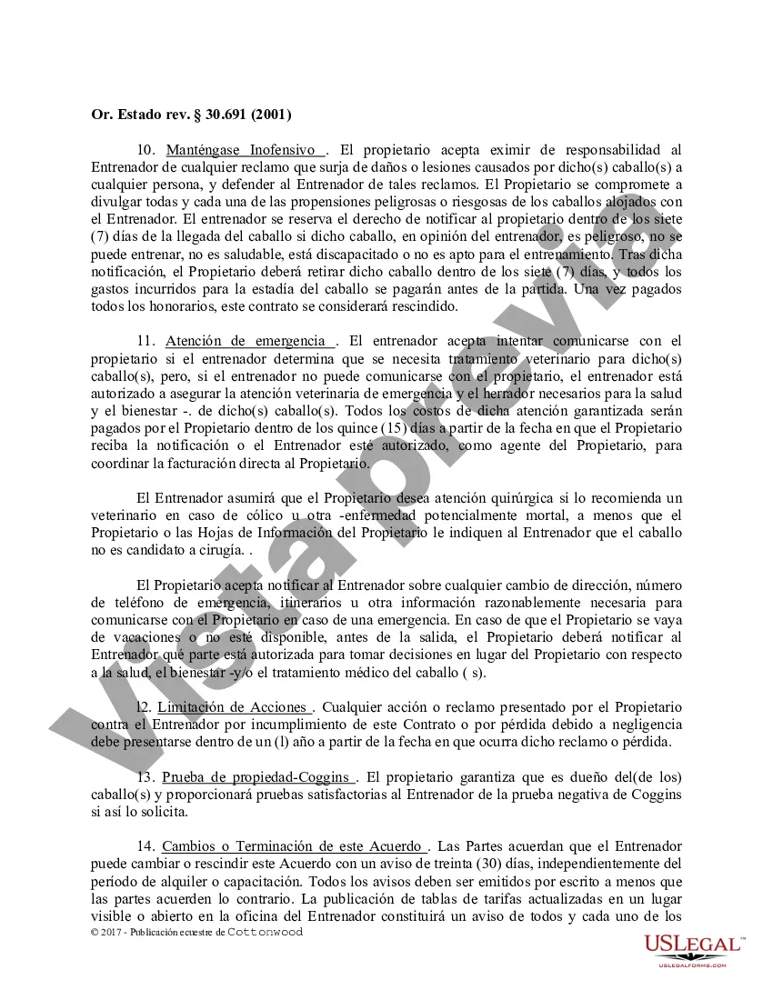 Preview Contrato de Entrenamiento - Caballo Equino Formas