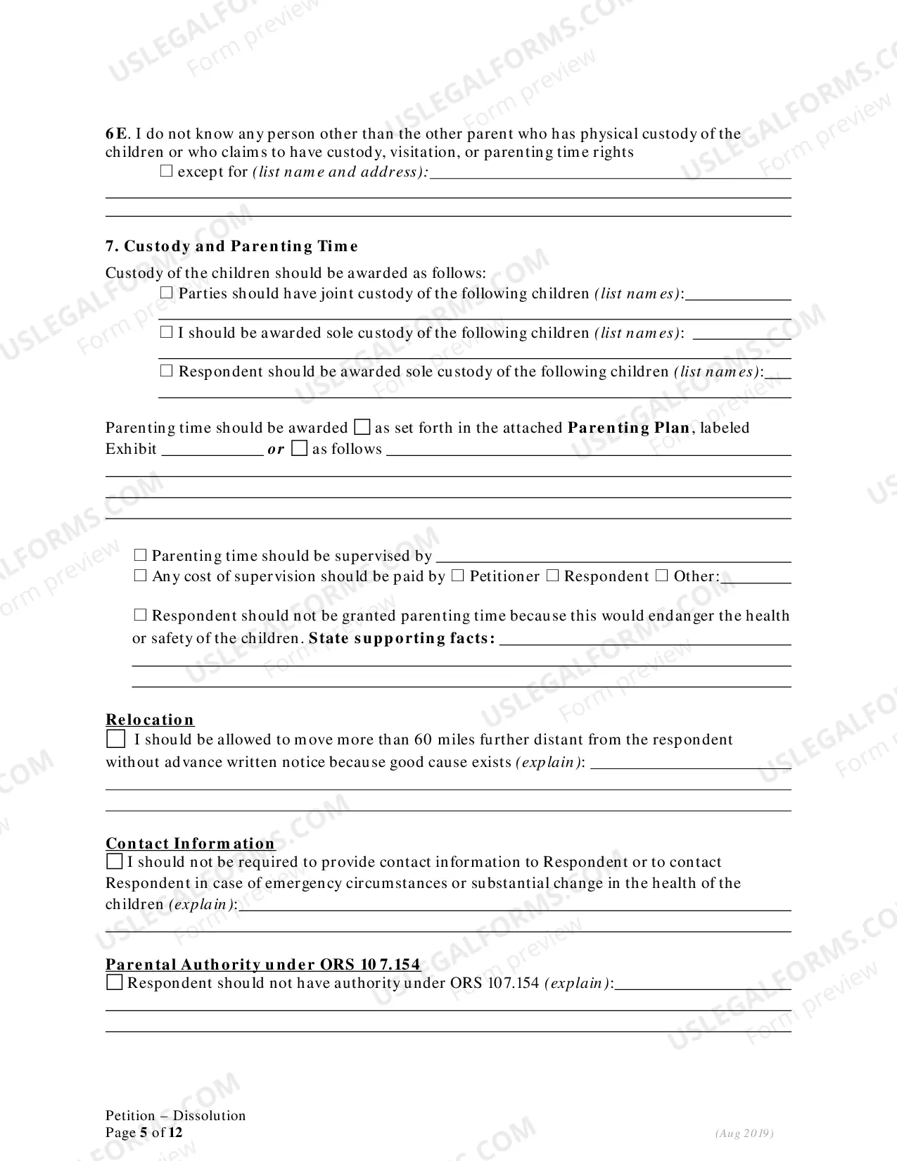 Preview Petition for Dissolution of Marriage