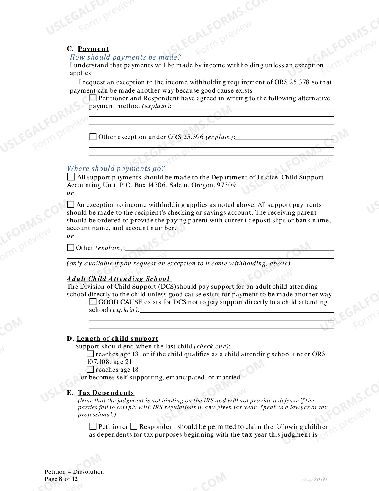 Preview Petition for Dissolution of Marriage
