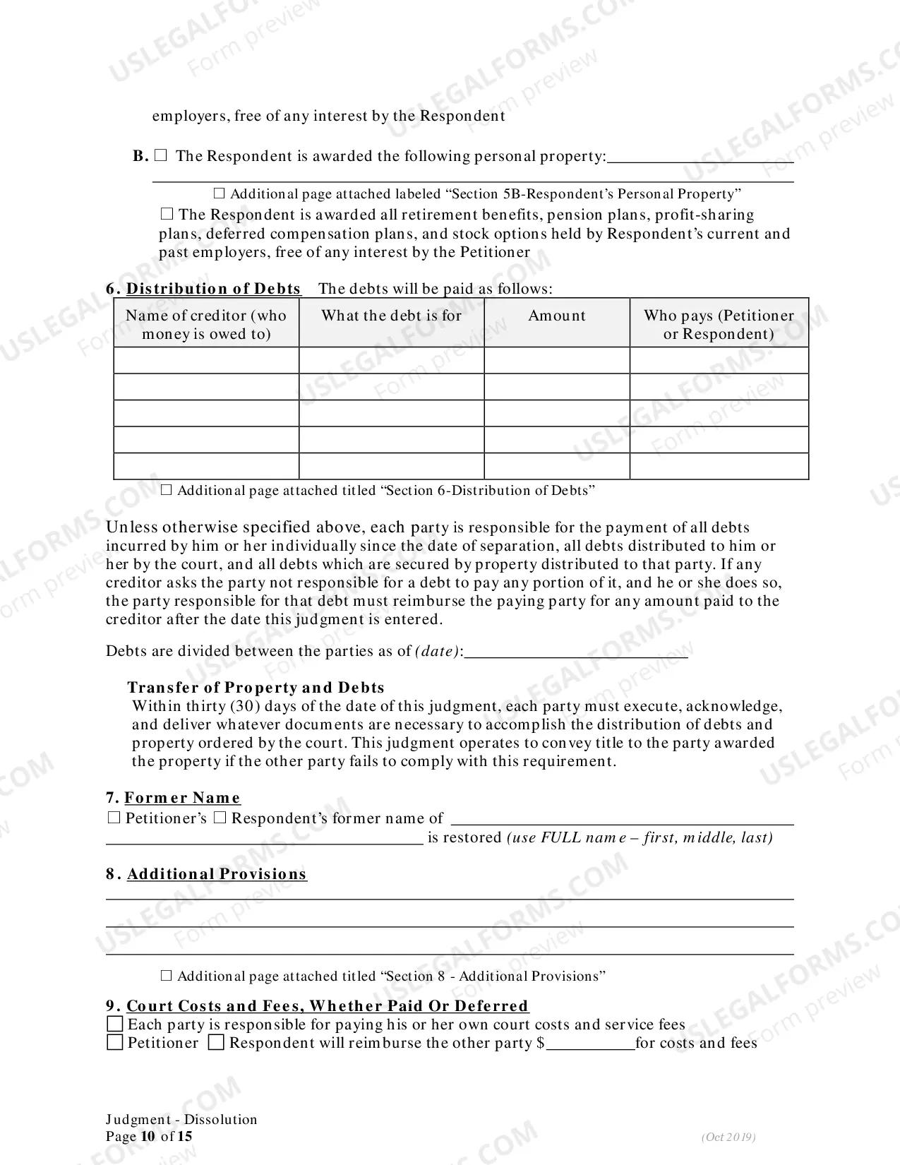 Preview General Judgment of Dissolution of Marriage