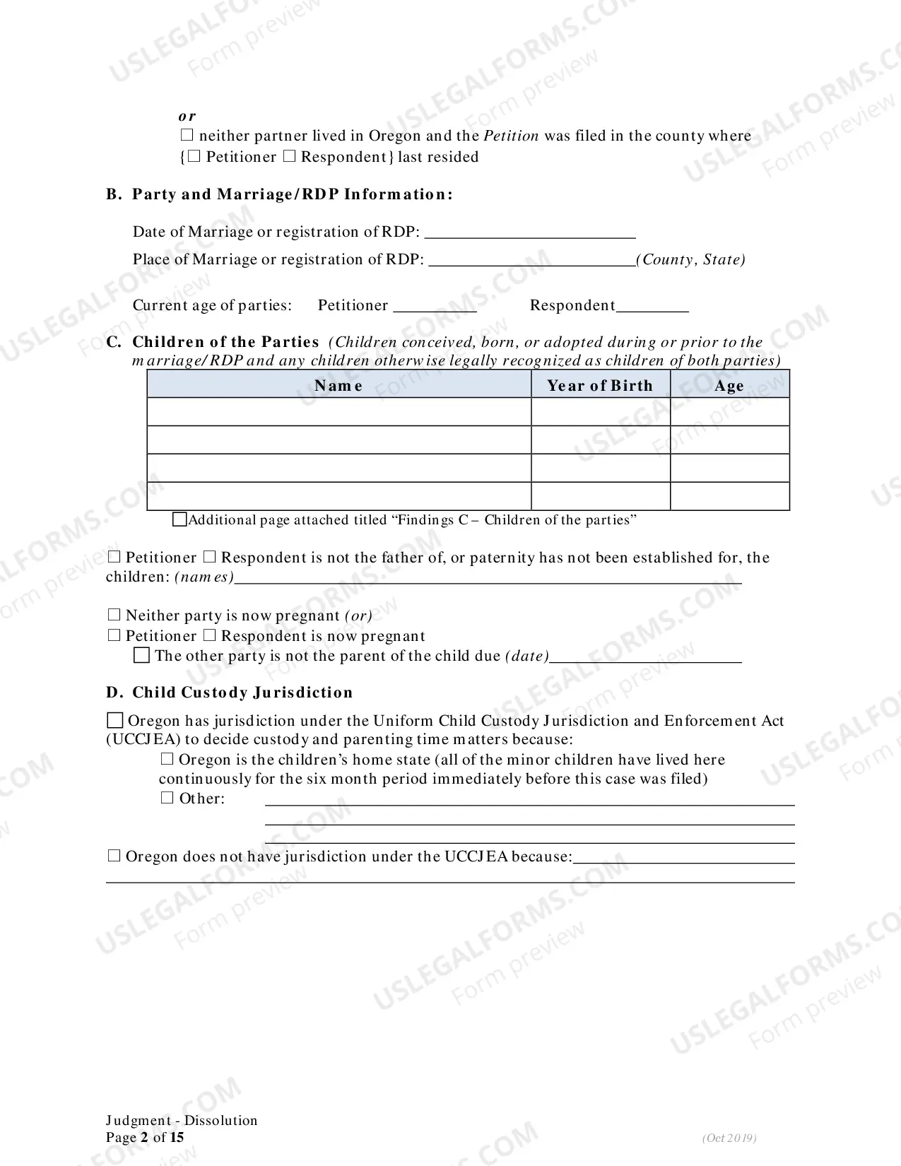 Preview General Judgment of Dissolution of Marriage