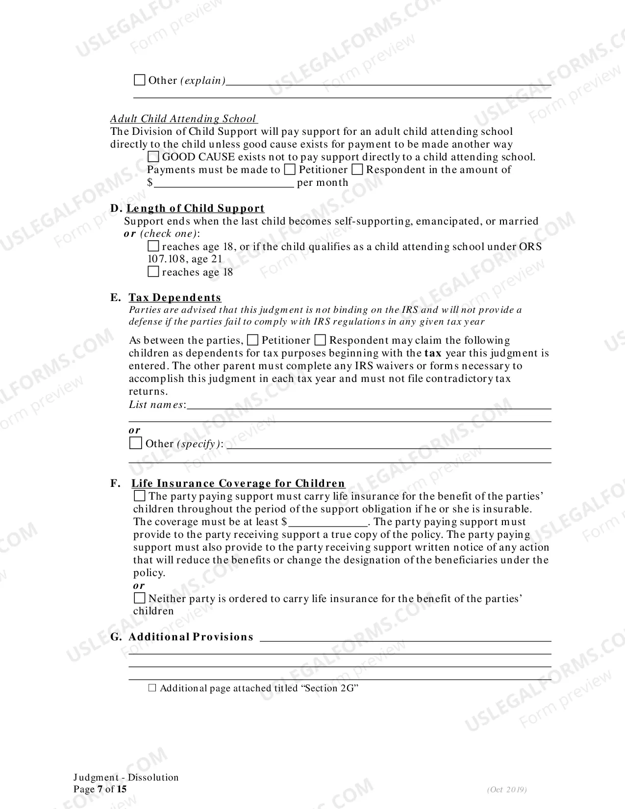 Preview General Judgment of Dissolution of Marriage