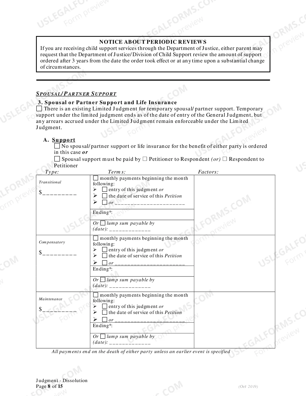 Preview General Judgment of Dissolution of Marriage