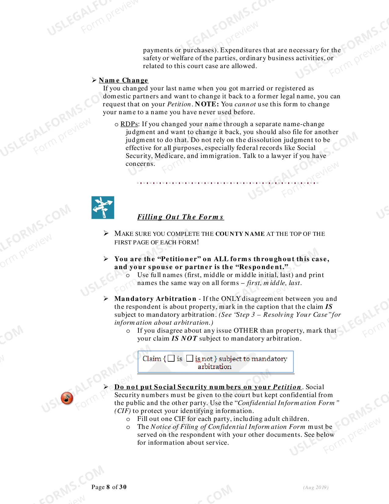 Preview Instructions - Filing for Dissolution (Divorce) With Children