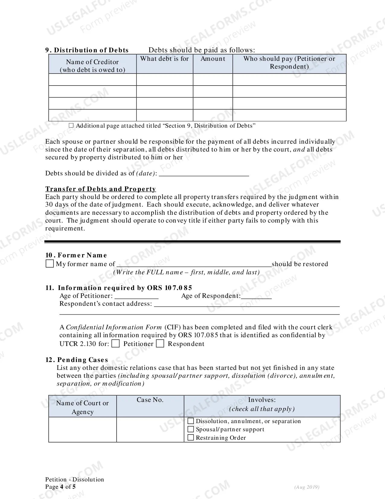 Preview Petition for Dissolution of Marriage