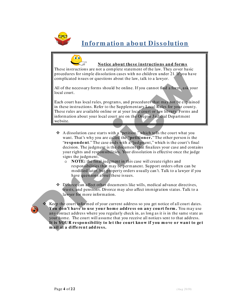 page 3 Instructions - Filing for Dissolution (Divorce) Cases Without Children preview