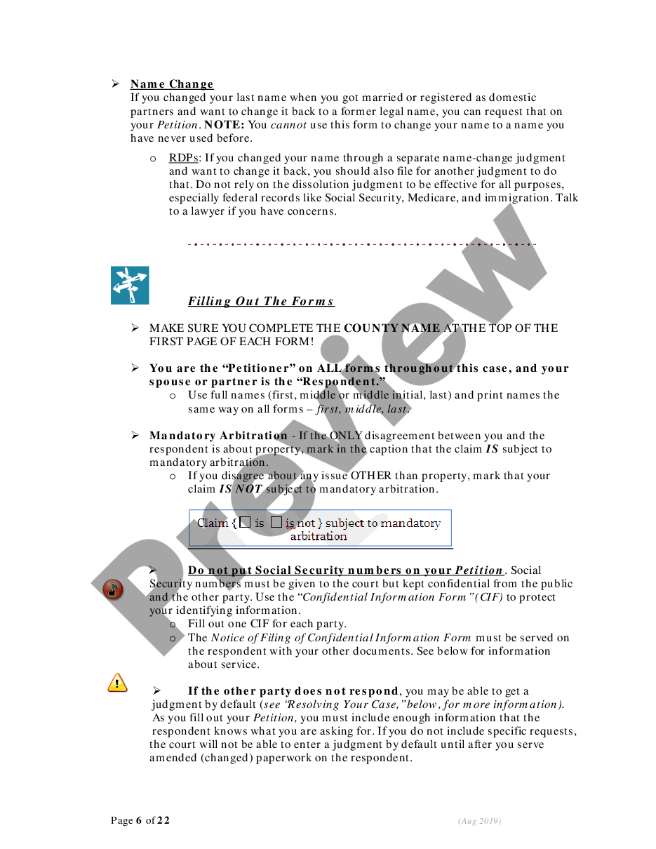 page 5 Instructions - Filing for Dissolution (Divorce) Cases Without Children preview