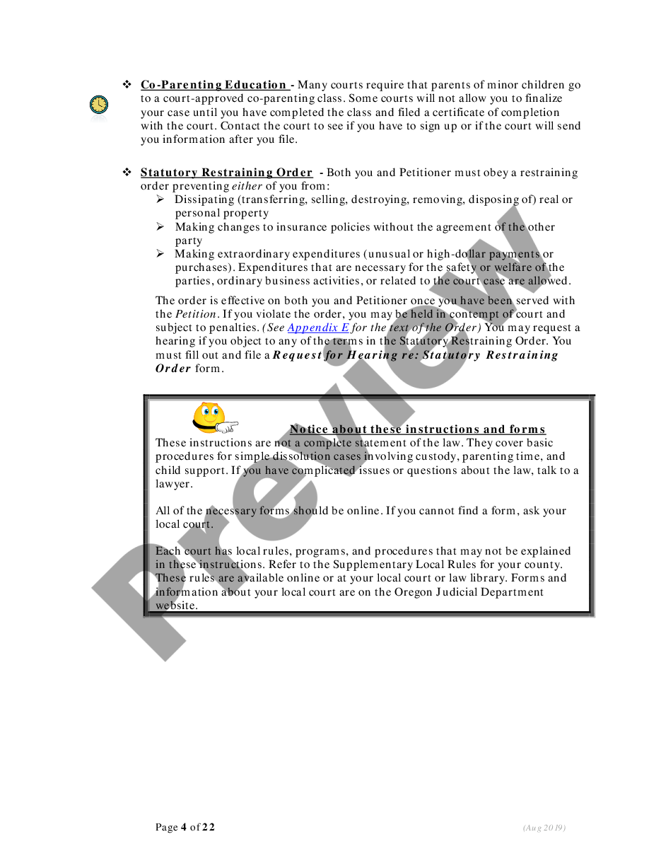 page 3 Instructions - Responding to Petition for Dissolution (Divorce) - With Children preview