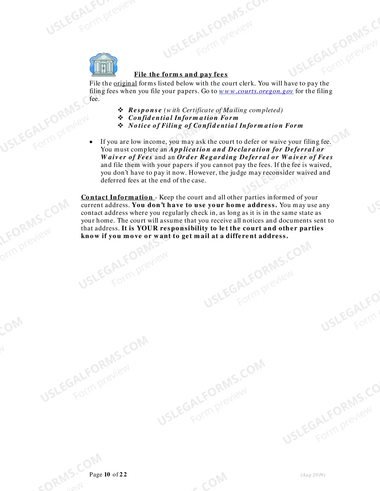 Preview Instructions - Responding to Petition for Dissolution (Divorce) - With Children