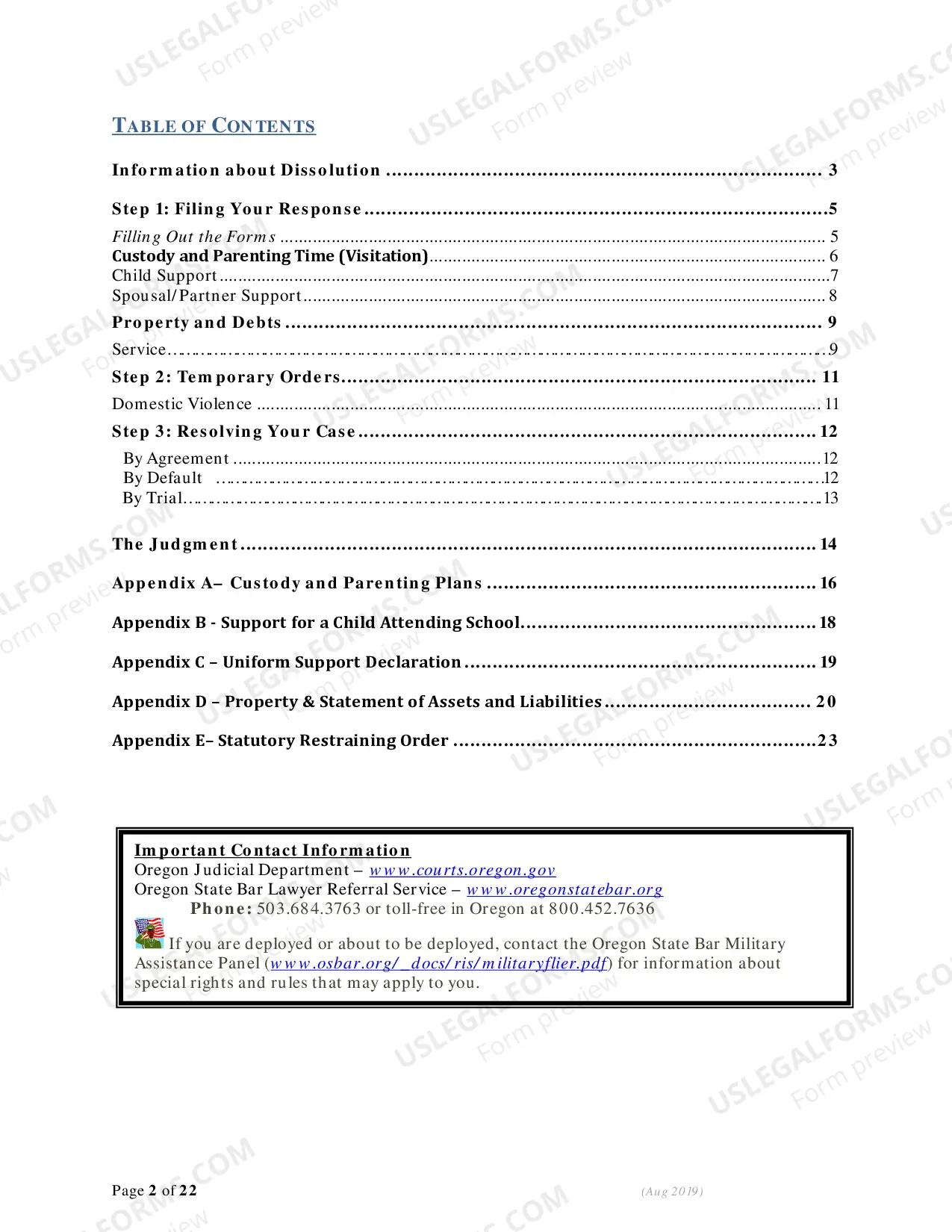 Preview Instructions - Responding to Petition for Dissolution (Divorce) - With Children