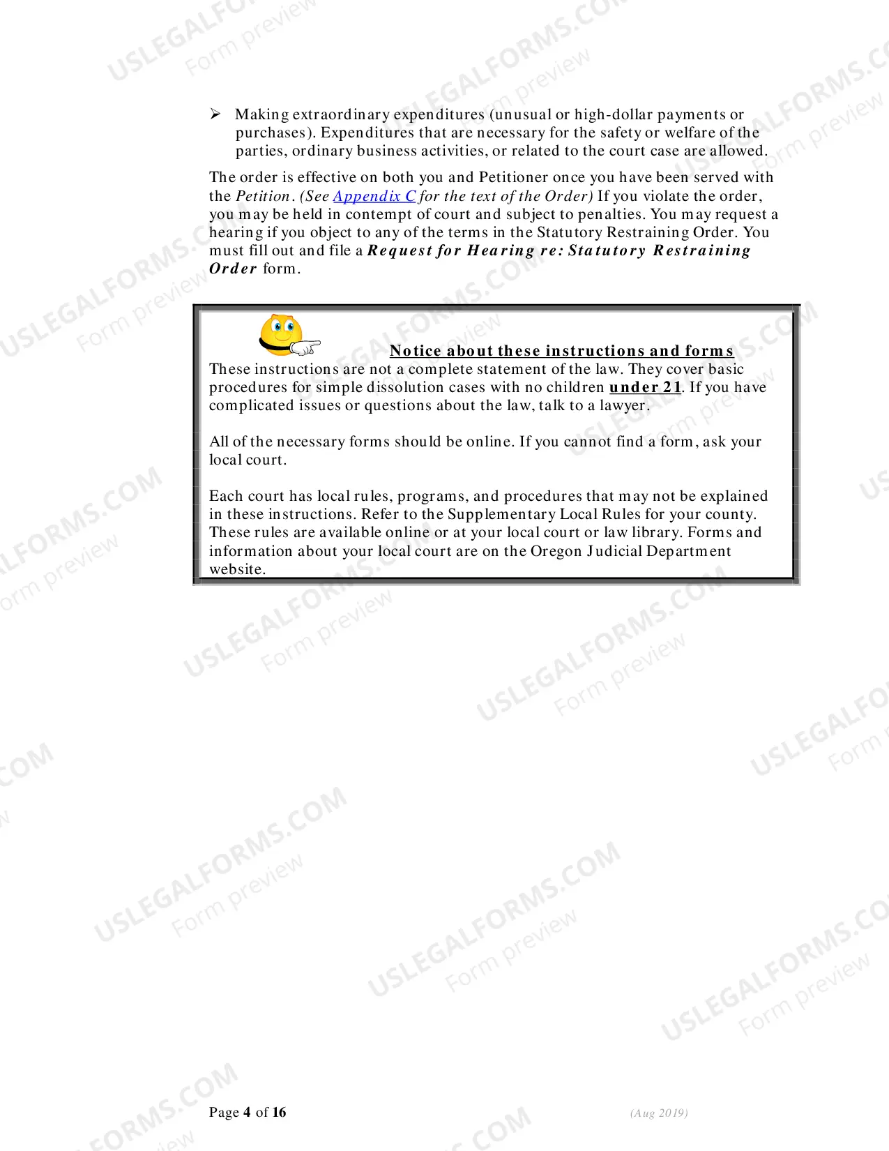 Preview Instructions - Responding to Petition for Dissolution (Divorce)