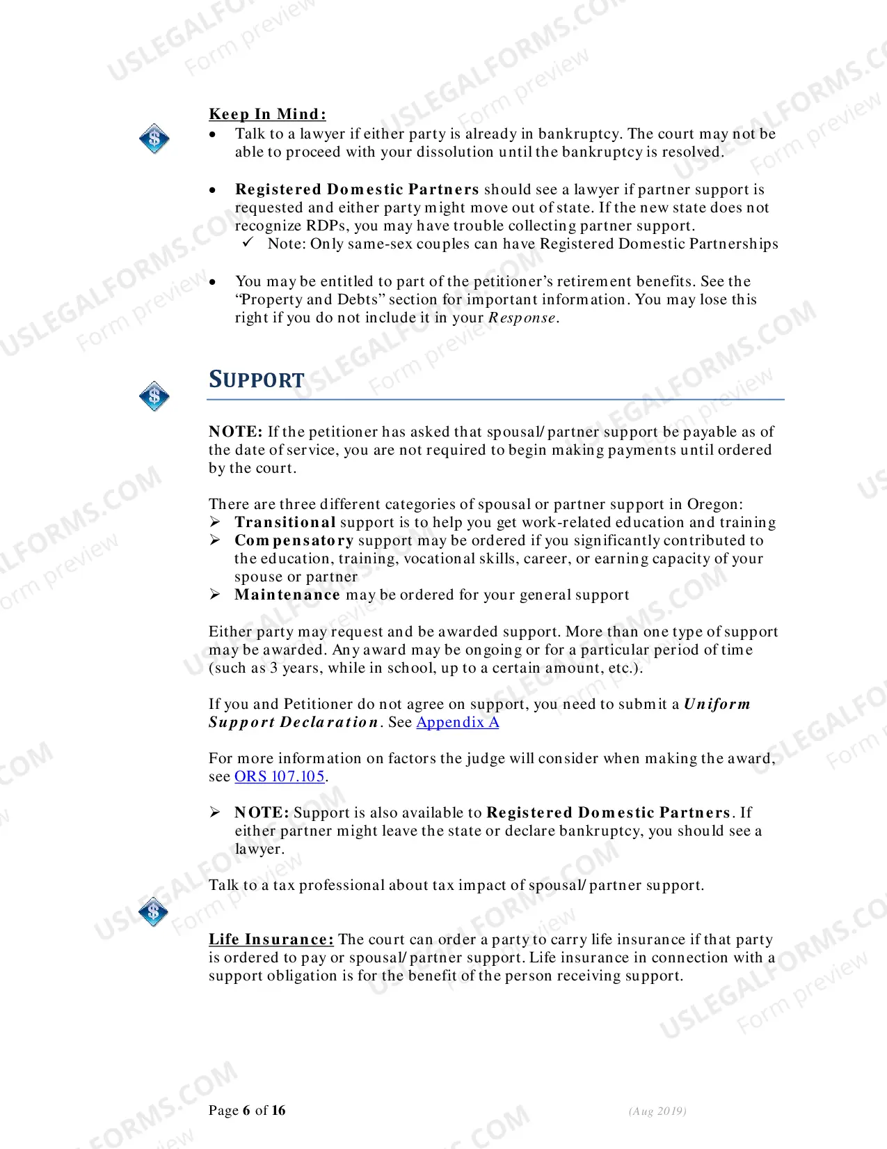 Preview Instructions - Responding to Petition for Dissolution (Divorce)
