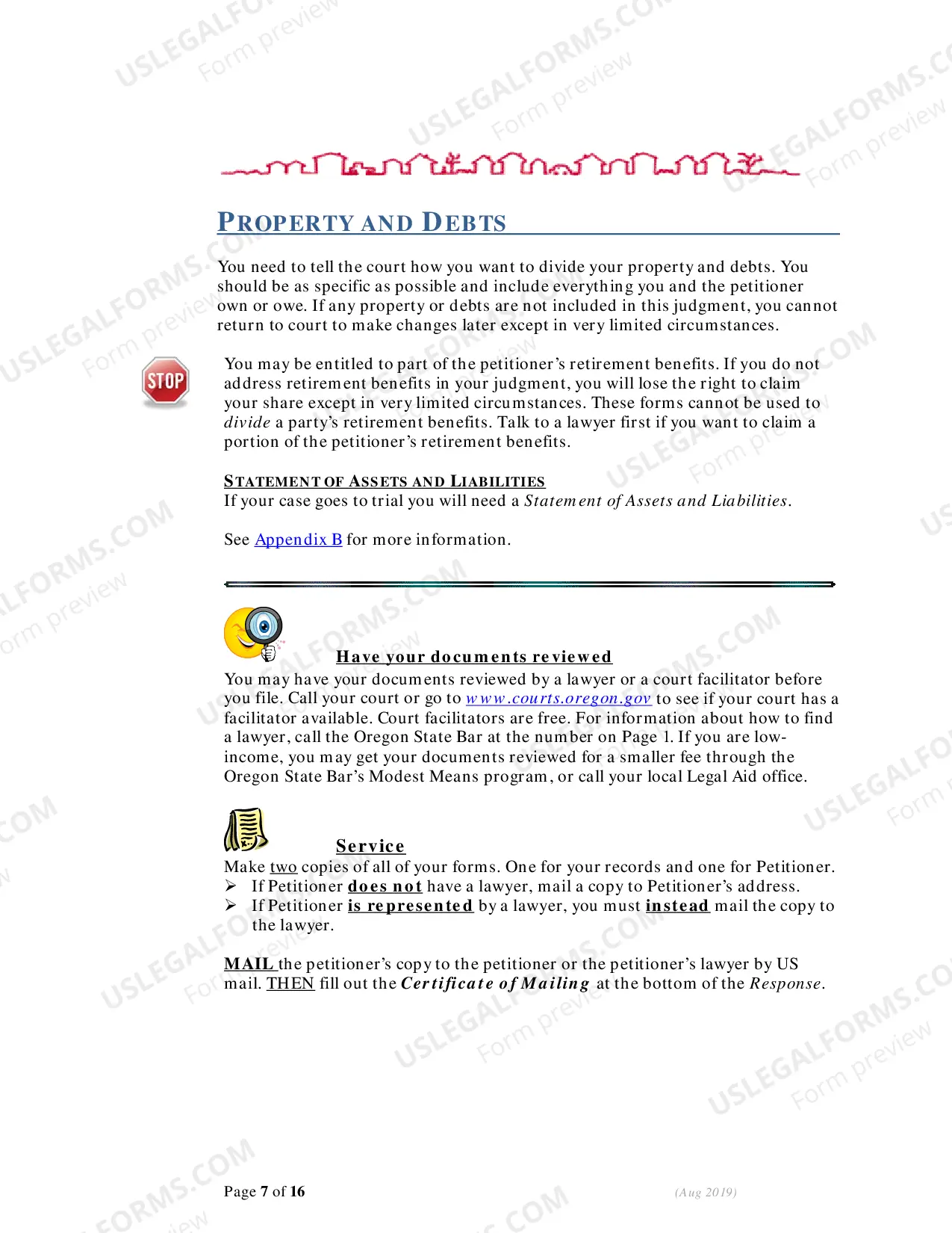 Preview Instructions - Responding to Petition for Dissolution (Divorce)