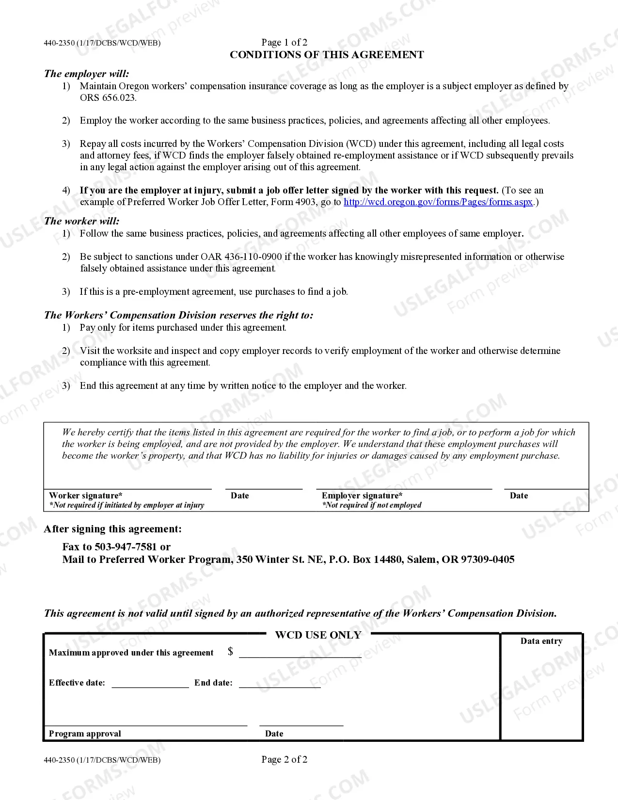 Preview Preferred Worker Obtained Employment Purchase Agreement