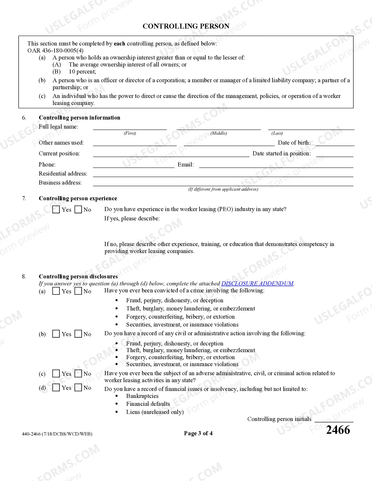 Preview Application for Oregon Worker Leasing License