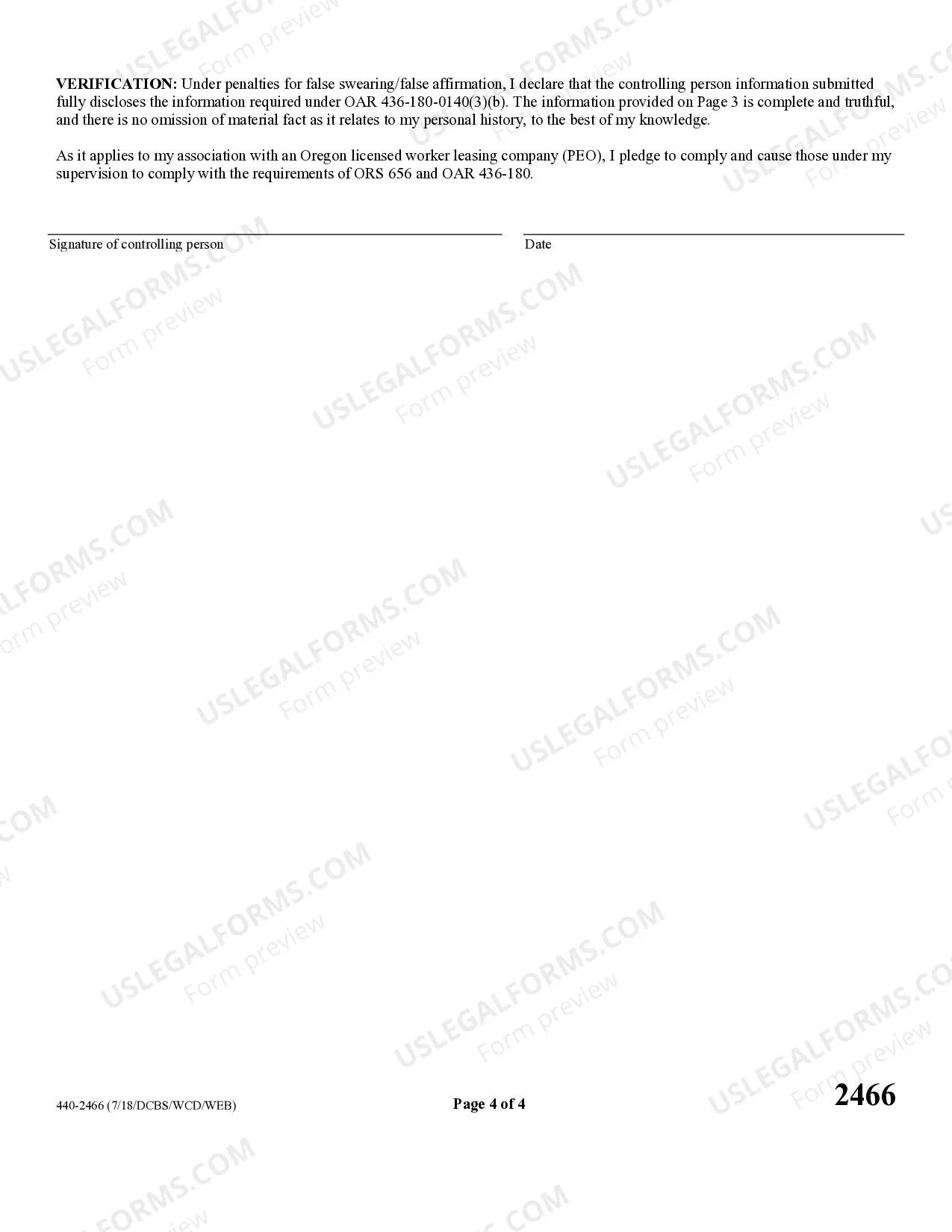 Preview Application for Oregon Worker Leasing License