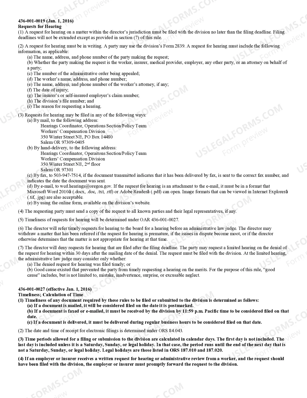 Preview Workers Compensation Division Request for Hearing