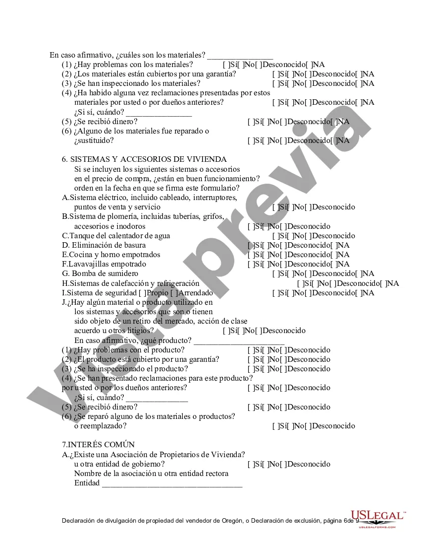 Preview Declaración de Divulgación de Ventas de Bienes Raíces Residenciales