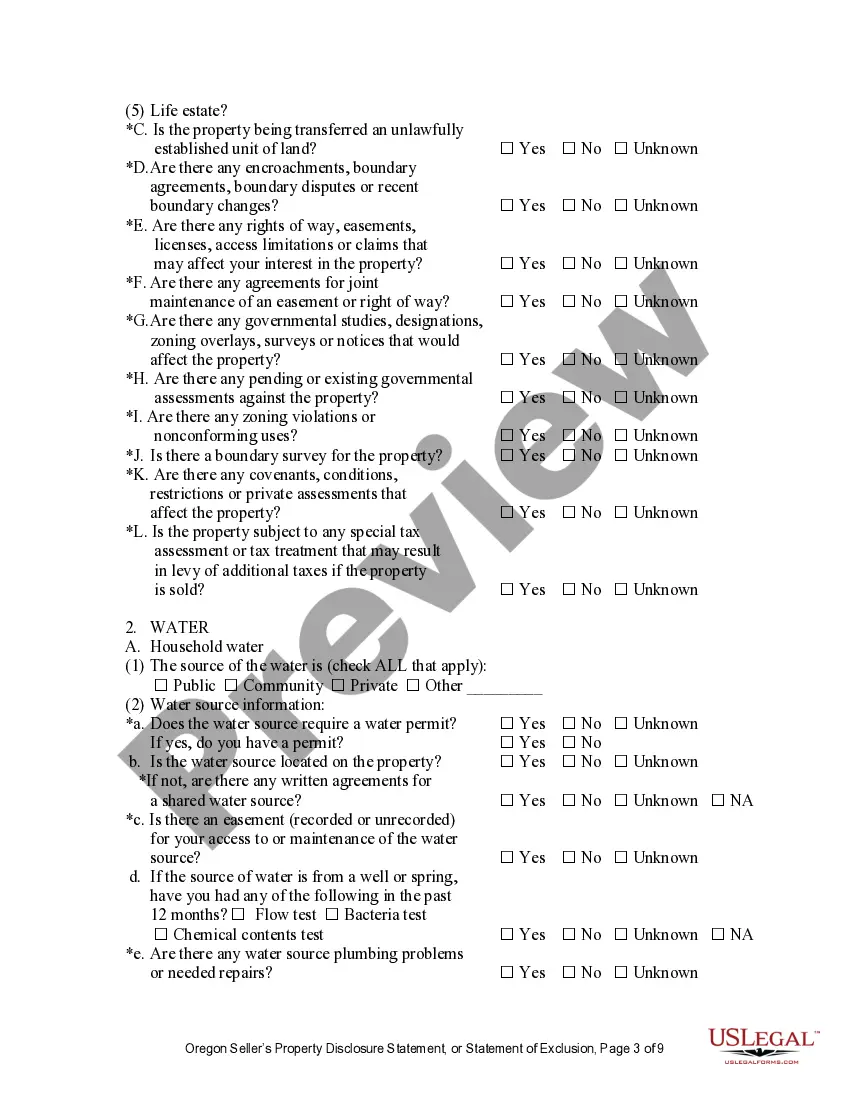 Preview Residential Real Estate Sales Disclosure Statement