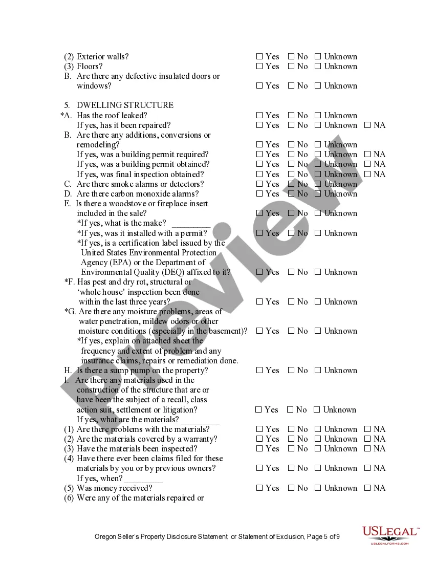 Preview Residential Real Estate Sales Disclosure Statement