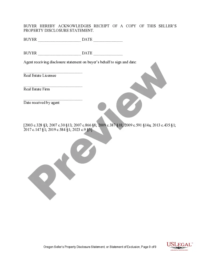 Preview Residential Real Estate Sales Disclosure Statement