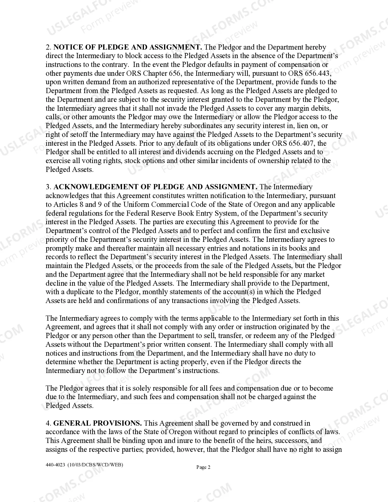 Preview Workers Compensation Security Agreement and Notice to Intermediary