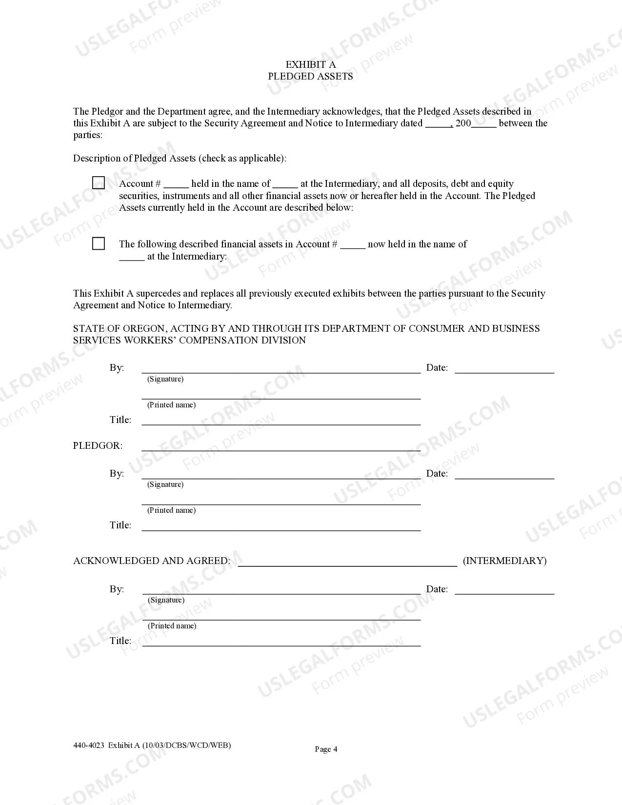 Preview Workers Compensation Security Agreement and Notice to Intermediary