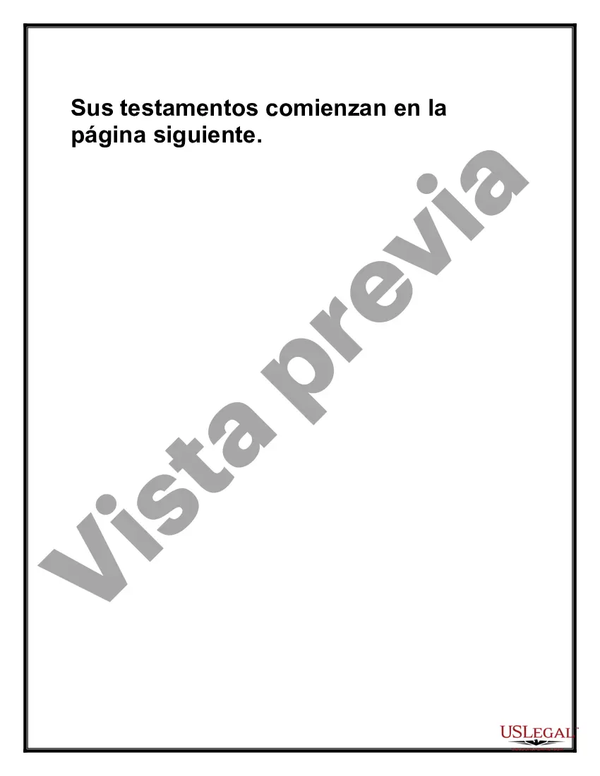 Preview Testamentos mutuos que contienen última voluntad y testamentos para personas solteras que viven juntas sin hijos