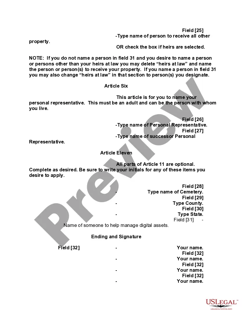 Preview Mutual Wills containing Last Will and Testaments for Man and Woman living together not Married with No Children