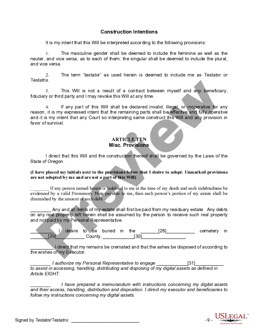 Preview Mutual Wills containing Last Will and Testaments for Man and Woman living together not Married with No Children