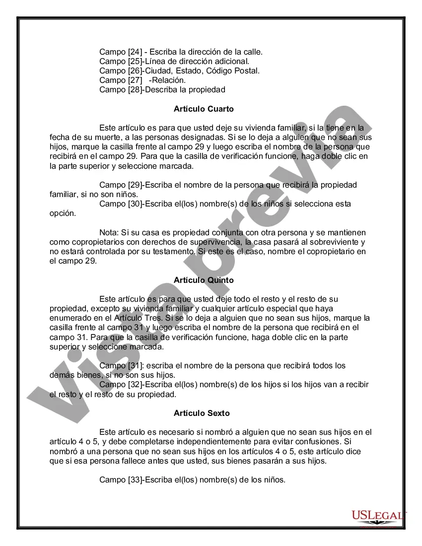 Preview Paquete de Testamentos Mutuos de Últimas Voluntades y Testamentos para Personas Solteras que conviven con Hijos Adultos
