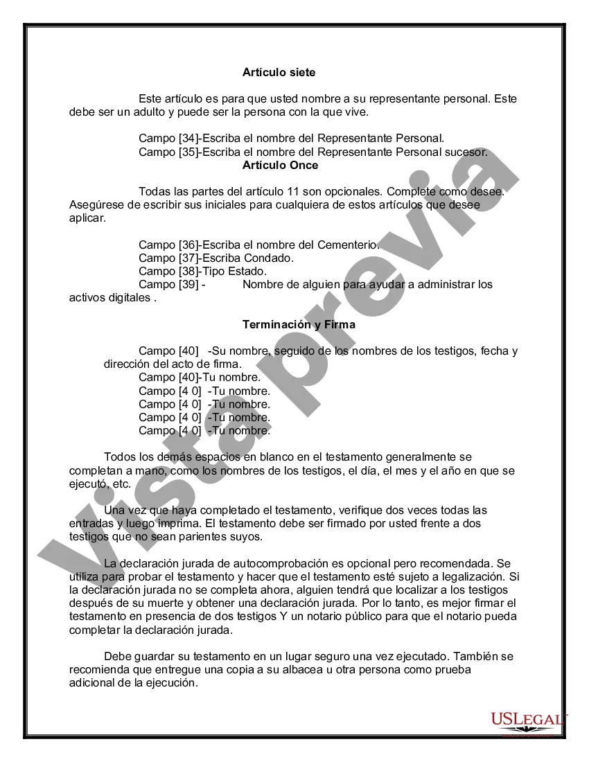 Preview Paquete de Testamentos Mutuos de Últimas Voluntades y Testamentos para Personas Solteras que conviven con Hijos Adultos