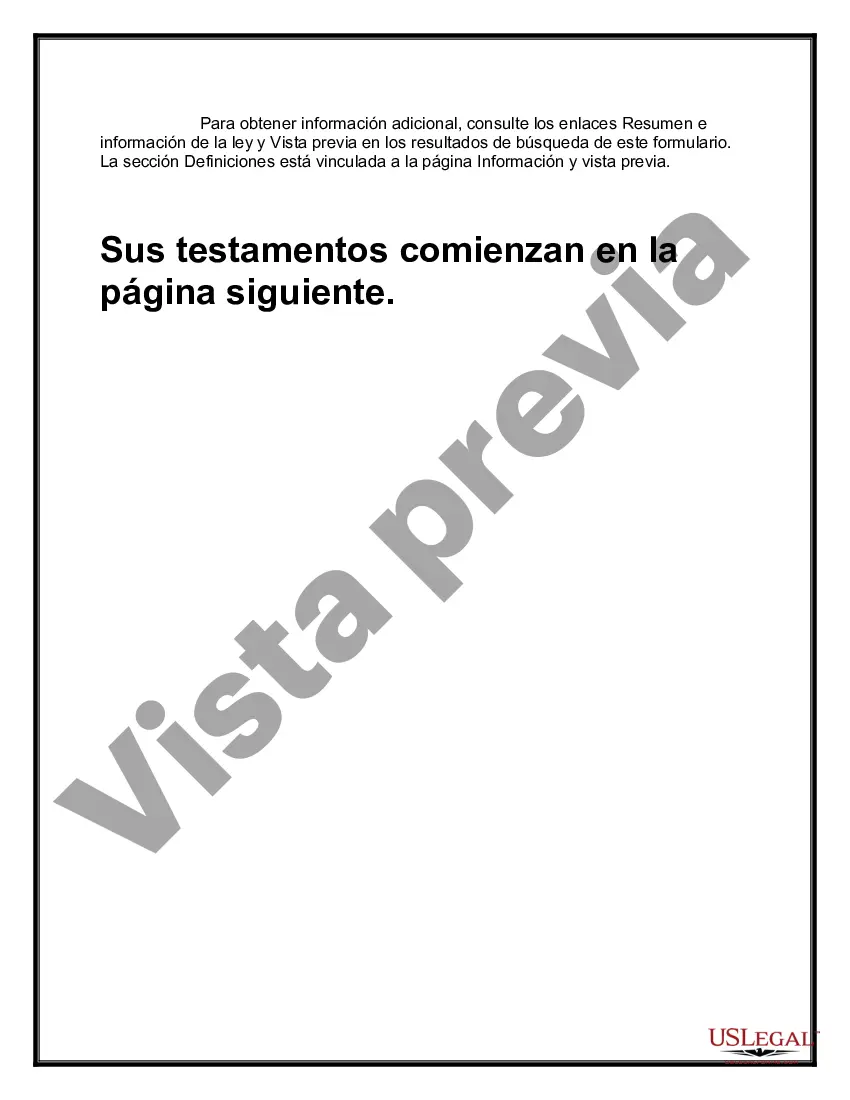 Preview Paquete de Testamentos Mutuos de Últimas Voluntades y Testamentos para Personas Solteras que conviven con Hijos Adultos