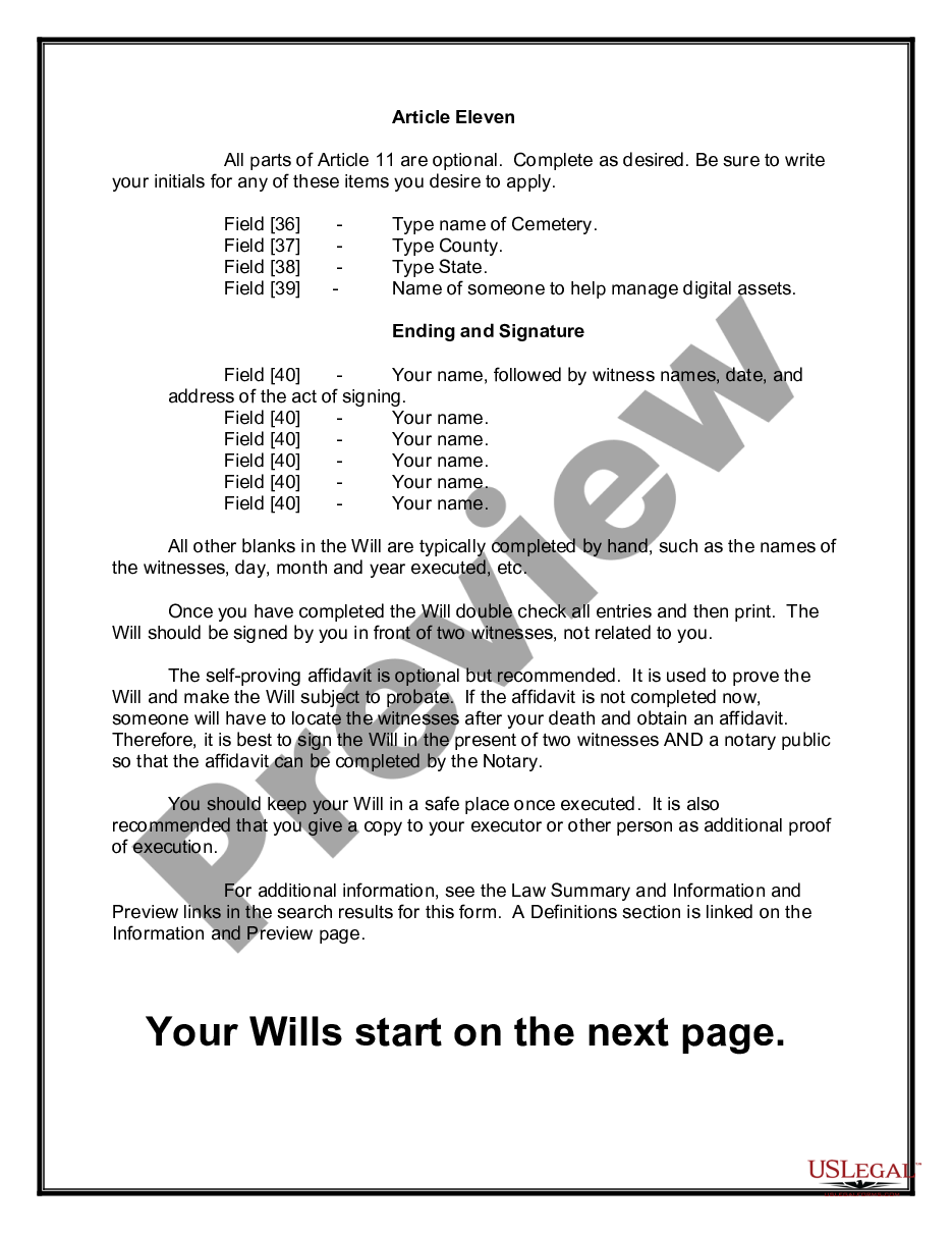 page 2 Mutual Wills Package of Last Wills and Testaments for Unmarried Persons living together with Adult Children preview
