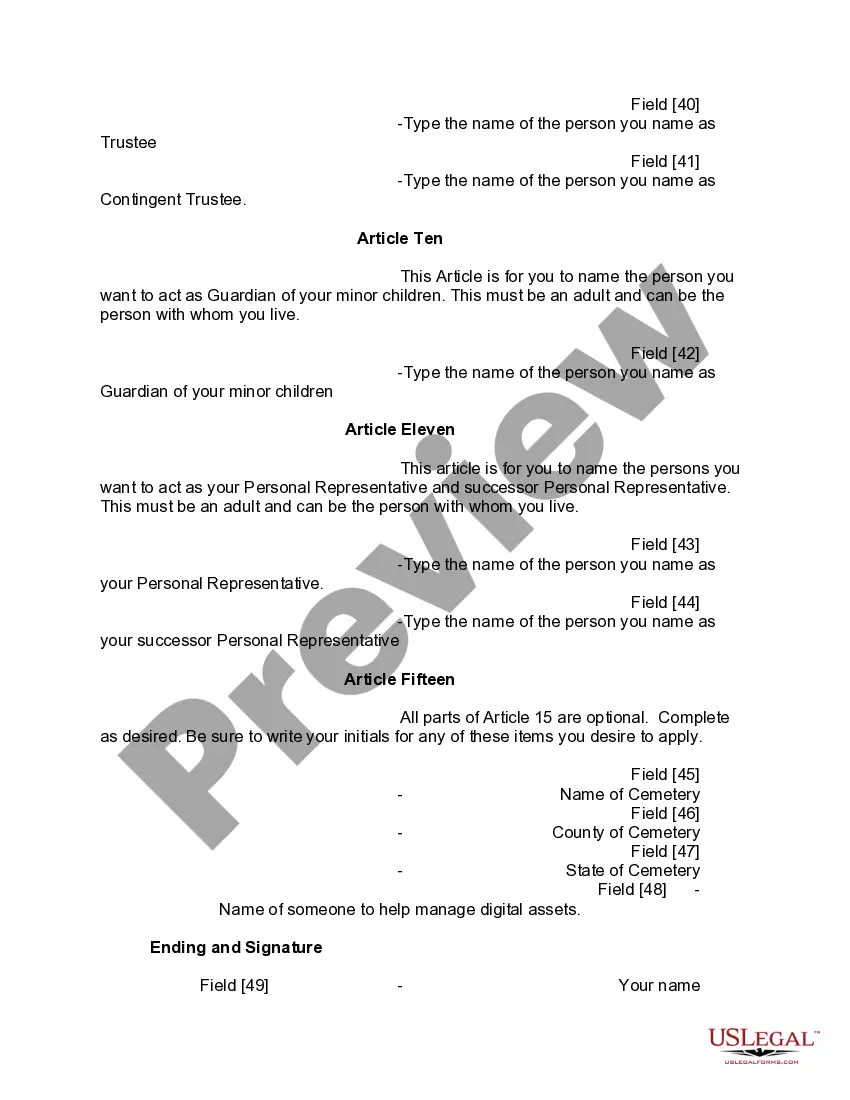 Preview Mutual Wills or Last Will and Testaments for Man and Woman living together, not Married with Minor Children