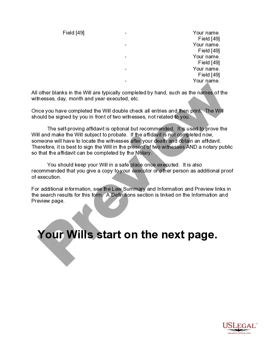 Preview Mutual Wills or Last Will and Testaments for Man and Woman living together, not Married with Minor Children
