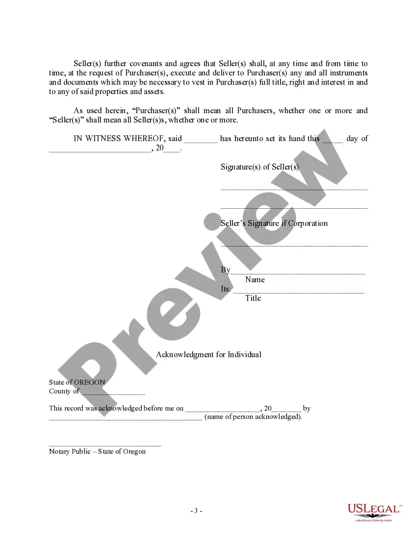 Get Bill of Sale in Connection with Sale of Business by Individual or Corporate Seller Preview Bill of Sale in Connection with Sale of Business by Individual or Corporate Seller